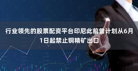 行业领先的股票配资平台印尼此前曾计划从6月1日起禁止铜精矿出口