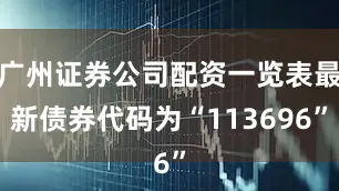 广州证券公司配资一览表最新债券代码为“113696”